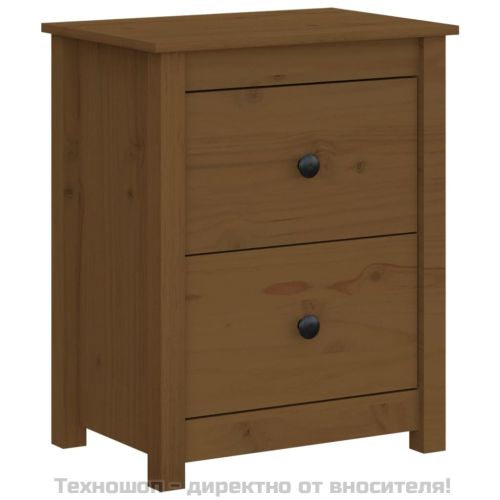 Нощно шкафче, меденокафяво, 50x35x61,5 см, борово дърво масив