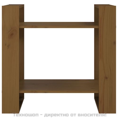 Библиотека/разделител за стая, меденокафява, 60x35x57 см, бор