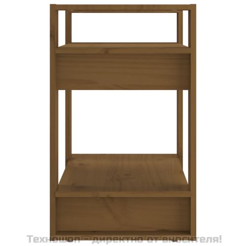 Библиотека/разделител за стая, меденокафява, 60x35x57 см, бор