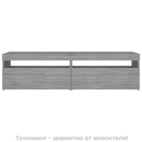 ТВ шкафове с LED осветление, 2 бр, сив сонома, 75x35x40 см