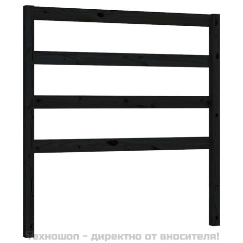 Горна табла за легло, черна, 81x4x100 см, бор масив