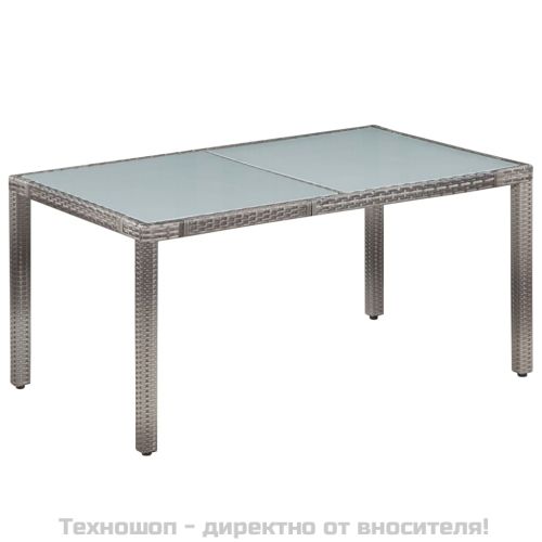 Градински комплект с възглавници, 7 части, полиратан, сив