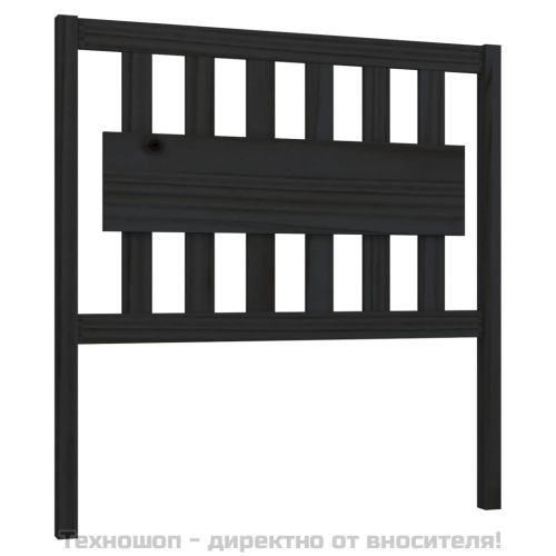 Горна табла за легло, черна, 95,5x4x100 см, бор масив