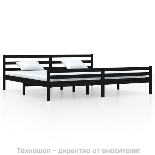 Рамка за легло, черна, дърво масив, 200x200 см