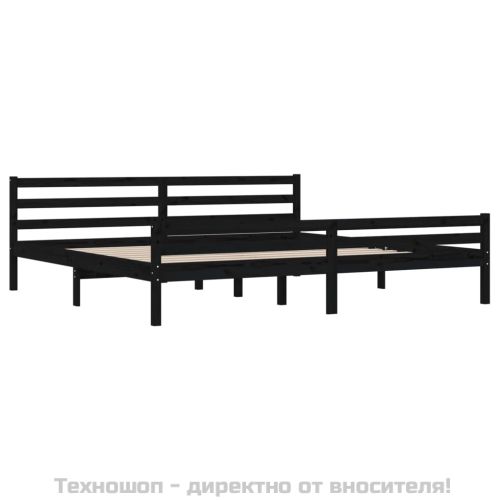 Рамка за легло, черна, дърво масив, 200x200 см