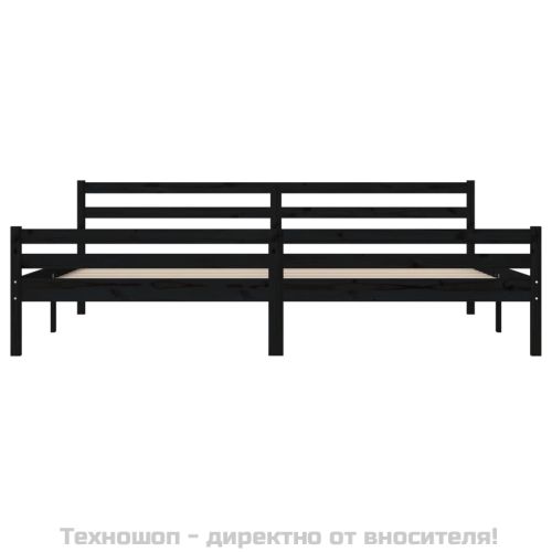 Рамка за легло, черна, дърво масив, 200x200 см