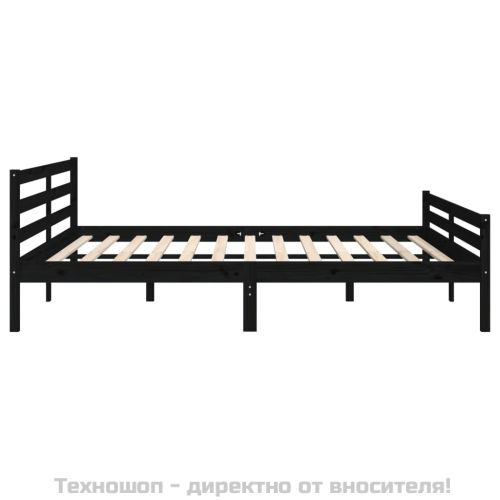 Рамка за легло, черна, дърво масив, 200x200 см