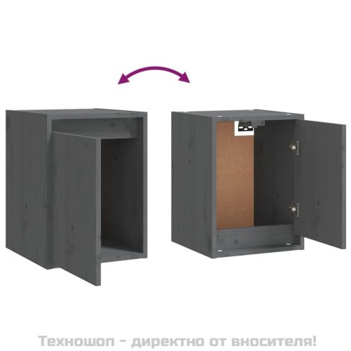 Стенни шкафове, 2 бр, сиви, 30x30x40 см, бор масив