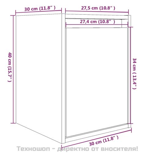 Стенни шкафове, 2 бр, сиви, 30x30x40 см, бор масив
