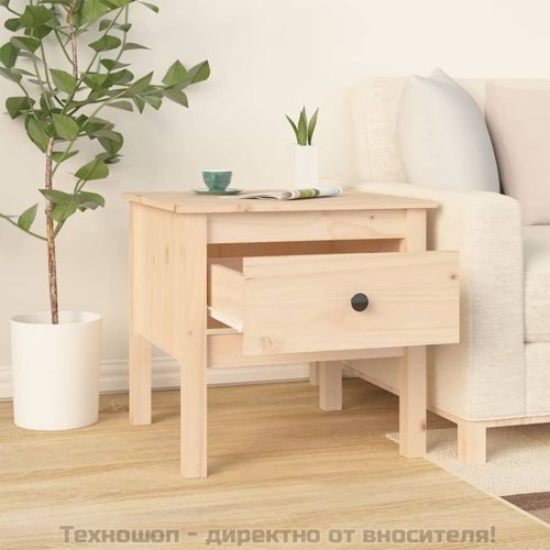 Странична масичка, 50x50x49 см, борово дърво масив