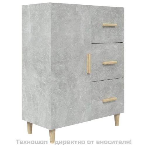 Сайдборд, бетонно сив, 69,5x34x90 см, инженерно дърво