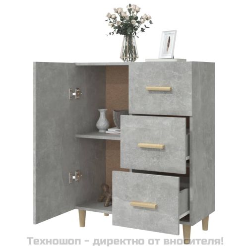 Сайдборд, бетонно сив, 69,5x34x90 см, инженерно дърво