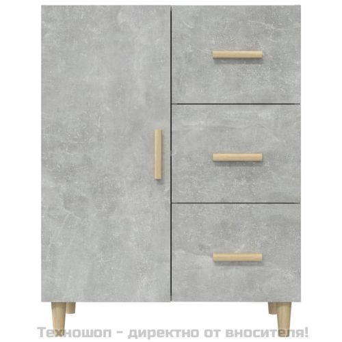 Сайдборд, бетонно сив, 69,5x34x90 см, инженерно дърво