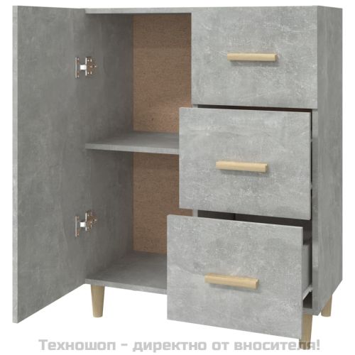 Сайдборд, бетонно сив, 69,5x34x90 см, инженерно дърво
