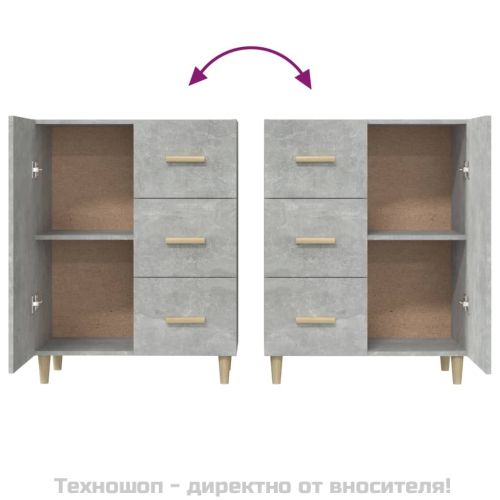 Сайдборд, бетонно сив, 69,5x34x90 см, инженерно дърво