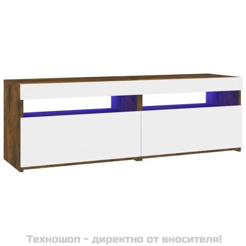 ТВ шкафове, 2 бр, с LED осветление, опушен дъб, 60x35x40 см