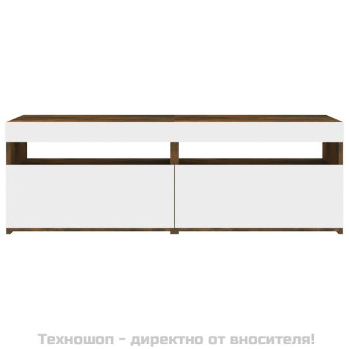 ТВ шкафове, 2 бр, с LED осветление, опушен дъб, 60x35x40 см