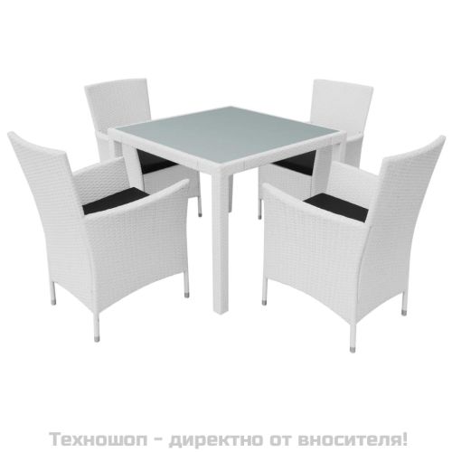 Градински трапезен комплект, 5 части, полиратан, кремавобял