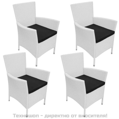 Градински трапезен комплект, 5 части, полиратан, кремавобял
