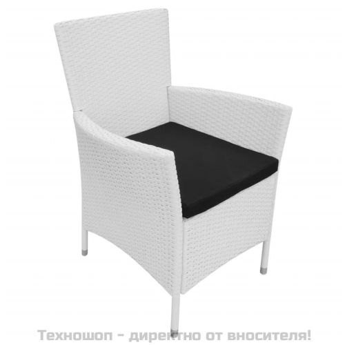 Градински трапезен комплект, 5 части, полиратан, кремавобял