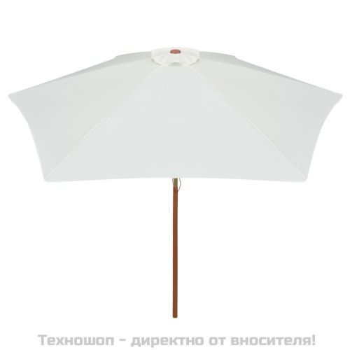 Чадър, 270x270 см, дървен прът, кремавобял