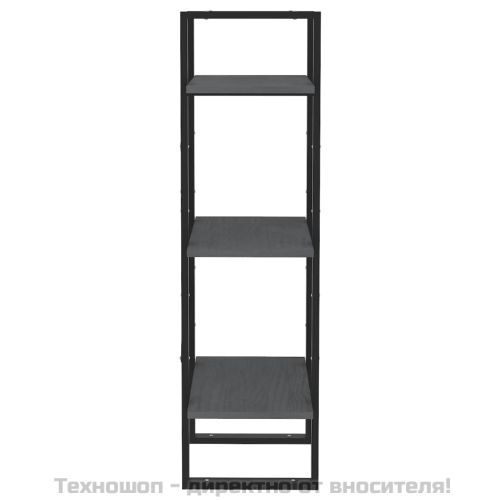 3-етажна библиотека, сива, 40x30x105 см, борово дърво масив