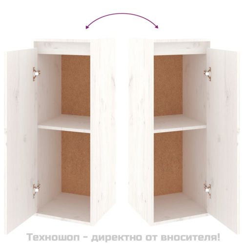 Стенни шкафове, 2 бр, бели, 30x30x80 см, бор масив