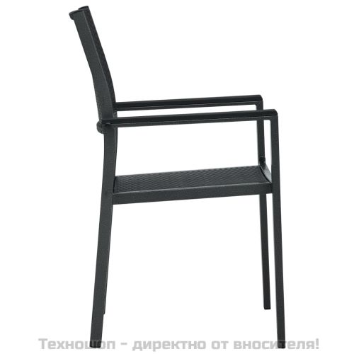 Градински столове, 4 бр, черни, пластмасов ратан
