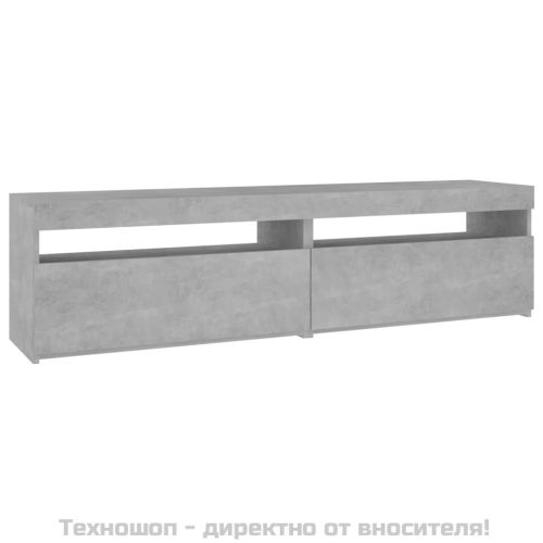 ТВ шкафове, 2 бр, с LED осветление, бетонно сиви, 75x35x40 см