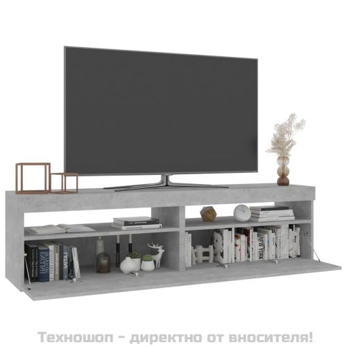 ТВ шкафове, 2 бр, с LED осветление, бетонно сиви, 75x35x40 см