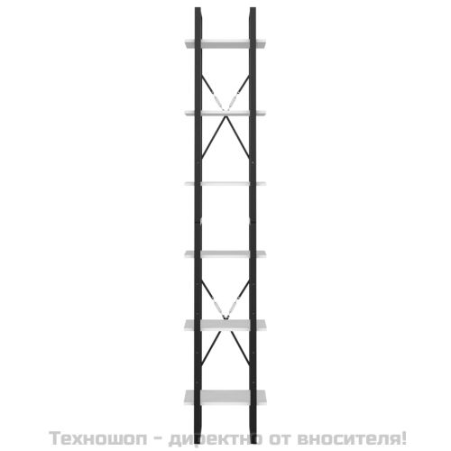 6-етажна библиотека, бяла, 40x30x210 см, инженерно дърво
