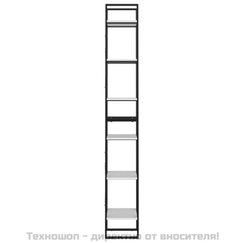 6-етажна библиотека, бяла, 40x30x210 см, инженерно дърво
