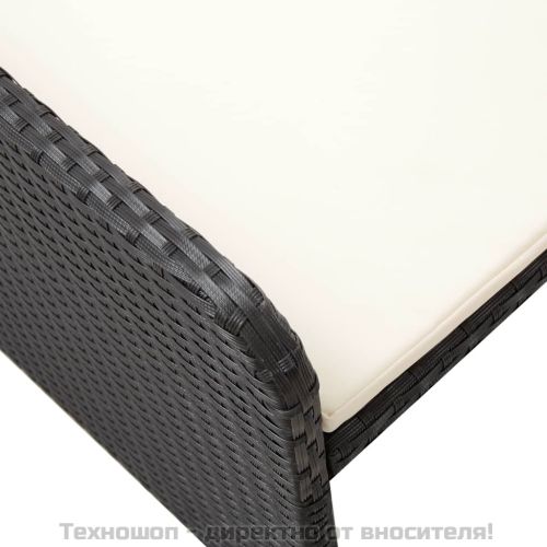 Градински комплект с възглавници, 2 части, черен полиратан