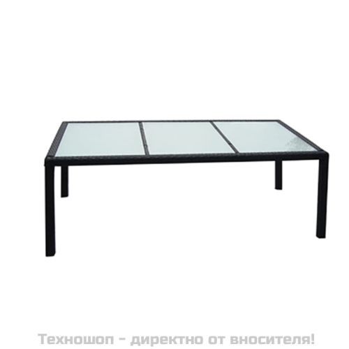 Градински комплект с възглавници, 9 части, черен полиратан