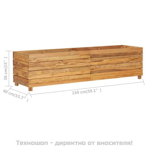 Повдигната леха 150x40x38 см рециклирано тиково дърво и стомана