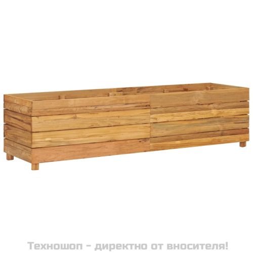 Повдигната леха 150x40x38 см рециклирано тиково дърво и стомана