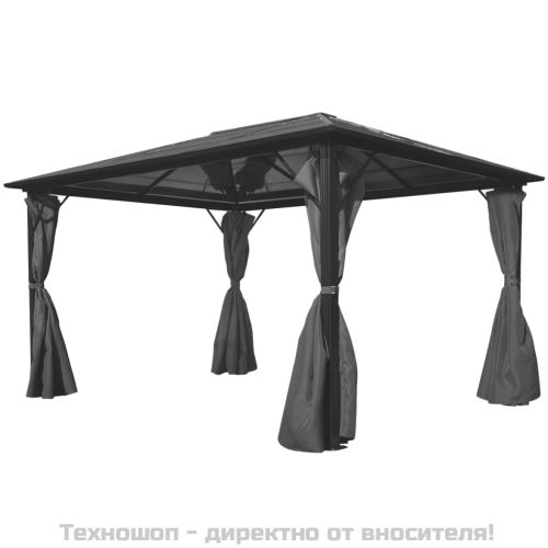 Шатра със завеси, антрацит, алуминий, 400х300 см