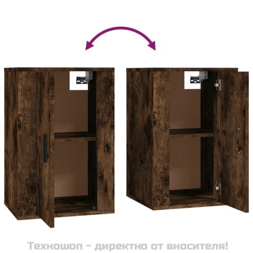 ТВ шкафове със стенен монтаж, 2 бр, опушен дъб, 40x34,5x60 см