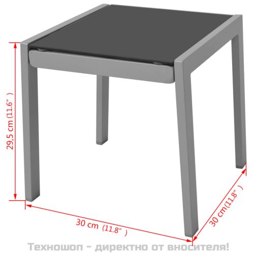 Шезлонги с маса, алуминий, черни