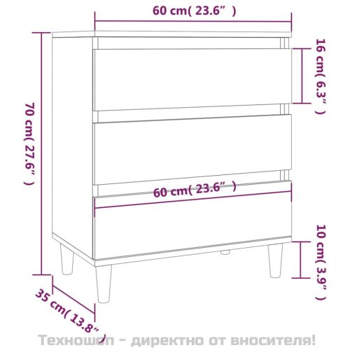 Сайдборд, Кафяв дъб, 60x35x70 см, инженерно дърво