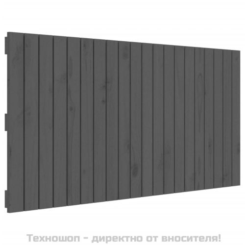 Стенна табла за спалня, сива, 127,5x3x60 см, борово дърво масив