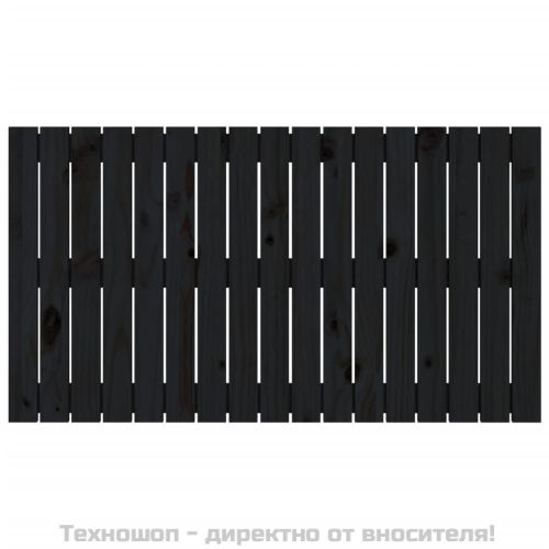 Стенна табла за спалня, черна, 108x3x60 см, борово дърво масив
