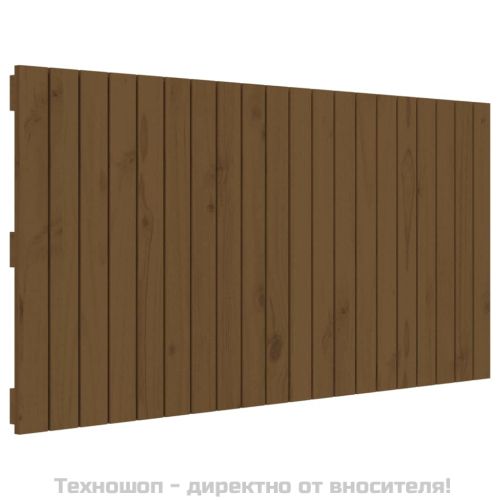 Стенна табла за спалня, меденокафява, 127,5x3x60 см, бор масив
