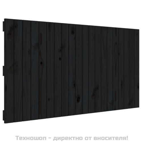 Стенна табла за спалня, черна, 127,5x3x60см, борово дърво масив