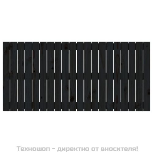 Стенна табла за спалня, черна, 127,5x3x60см, борово дърво масив