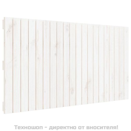 Стенна табла за спалня, бяла, 127,5x3x60 см, борово дърво масив