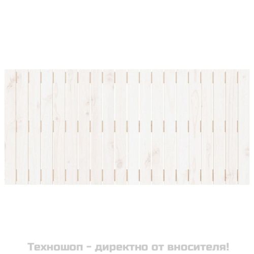 Стенна табла за спалня, бяла, 127,5x3x60 см, борово дърво масив