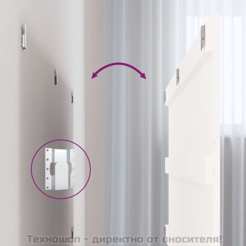 Стенна табла за спалня, бяла, 127,5x3x60 см, борово дърво масив