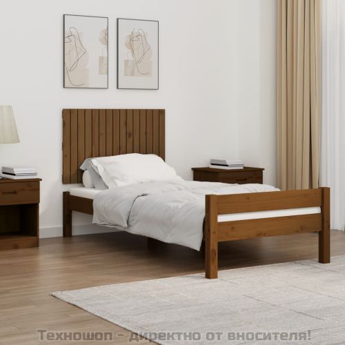 Стенна табла за спалня, меденокафява, 95,5x3x60 см, бор масив