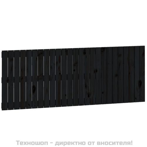 Стенна табла за спалня, черна, 159,5x3x60см, борово дърво масив